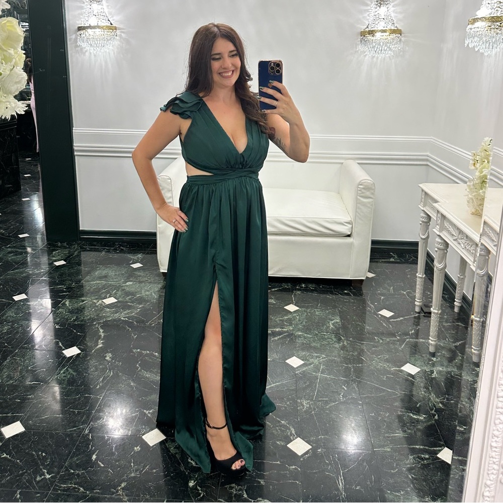Emerald Satin Formal Dress